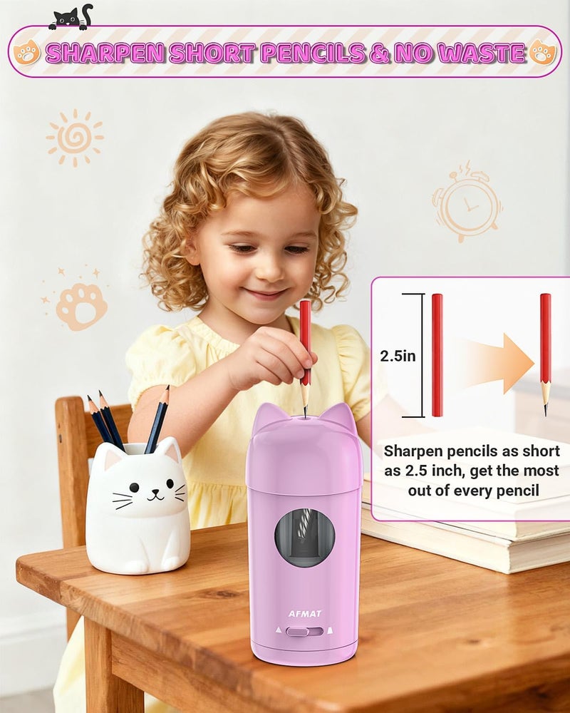 AFMAT Electric Pencil Sharpener, Automatic Pencil Sharpener, Auto in & Out, Colored Pencil Sharpeners for φ7-8mm Pencils, Rechargeable & Cordless, Battery Powered for Classroom Home School PSX9 - Image 4